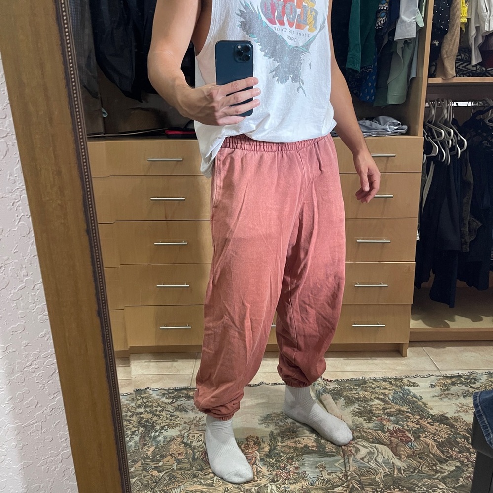 Men's Terra Cotta Stone Washed Loose Fit Jogger Pants 100% cotton